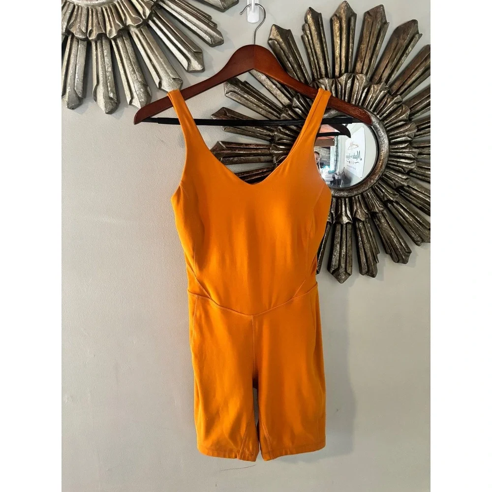 Lululemon Align‎ Bodysuit Shorts Romper Orange Yoga Pilates Athleisure 4